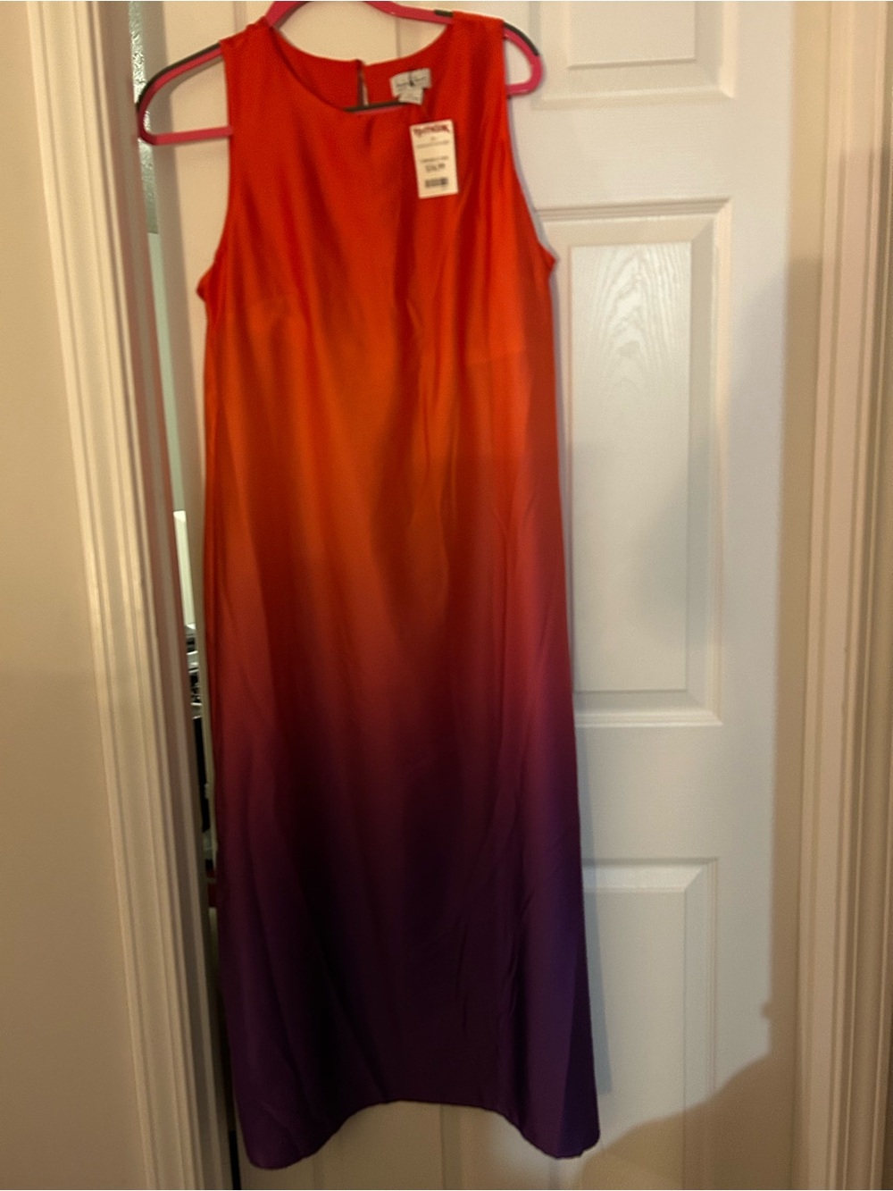 Nicole Miller Sleeveless Ombre Orange to Purple Maxi Dress